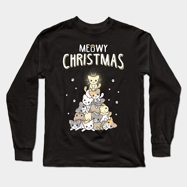 Meowy Christmas Long Sleeve T-Shirt by KsuAnn